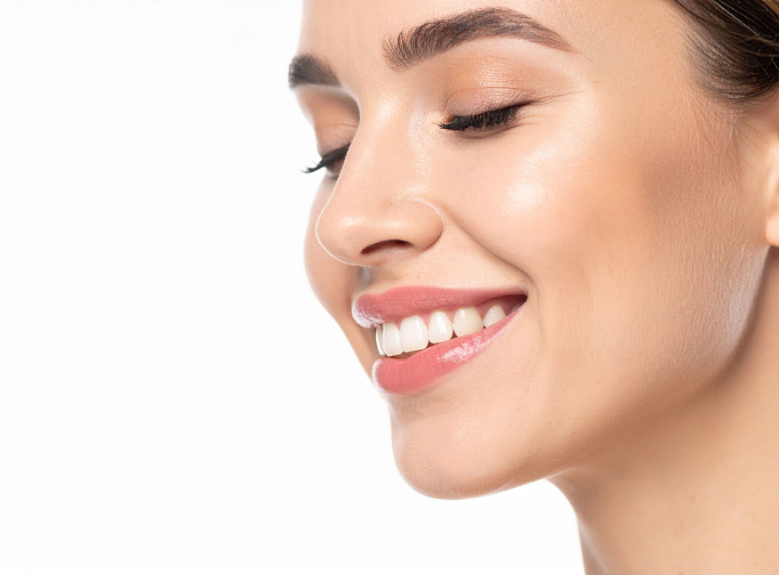 woman smiling with clear skin