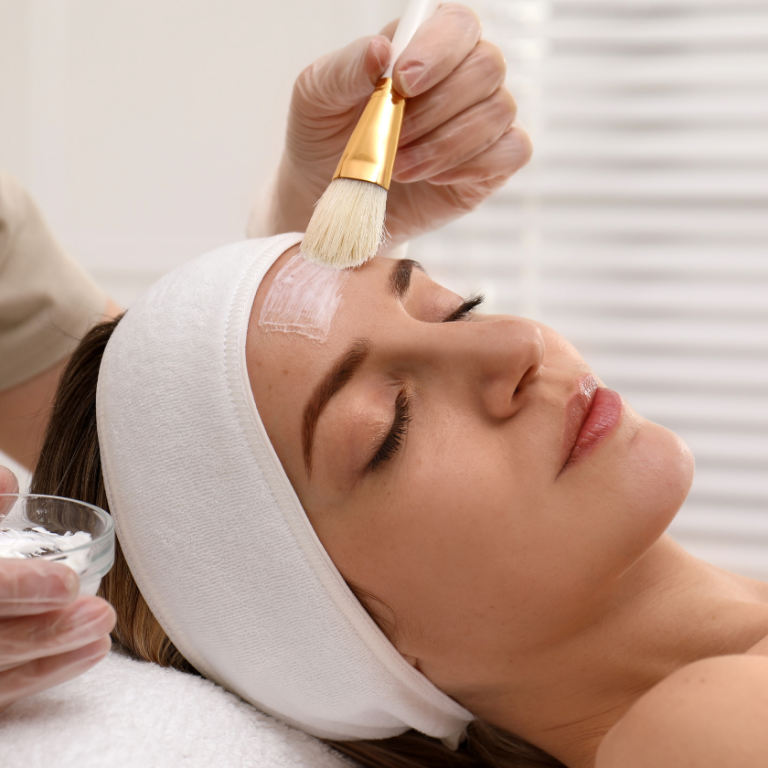 woman receiving chemical peel treatment in Dallas